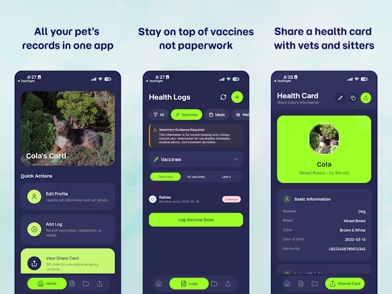 Cover image for PetCard v2 – All your pet’s records in one app PetCard keeps...