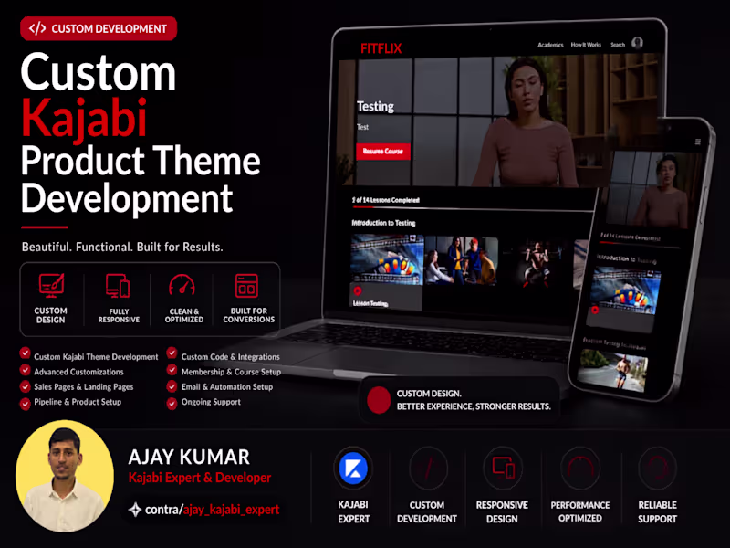Cover image for Custom-designed and responsive Kajabi product