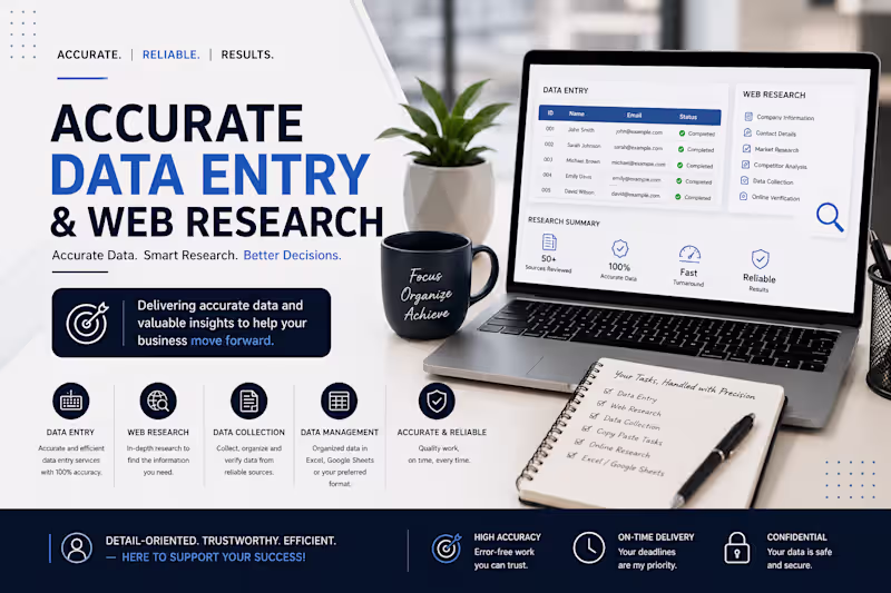 Cover image for Accurate Data Entry & Web Research