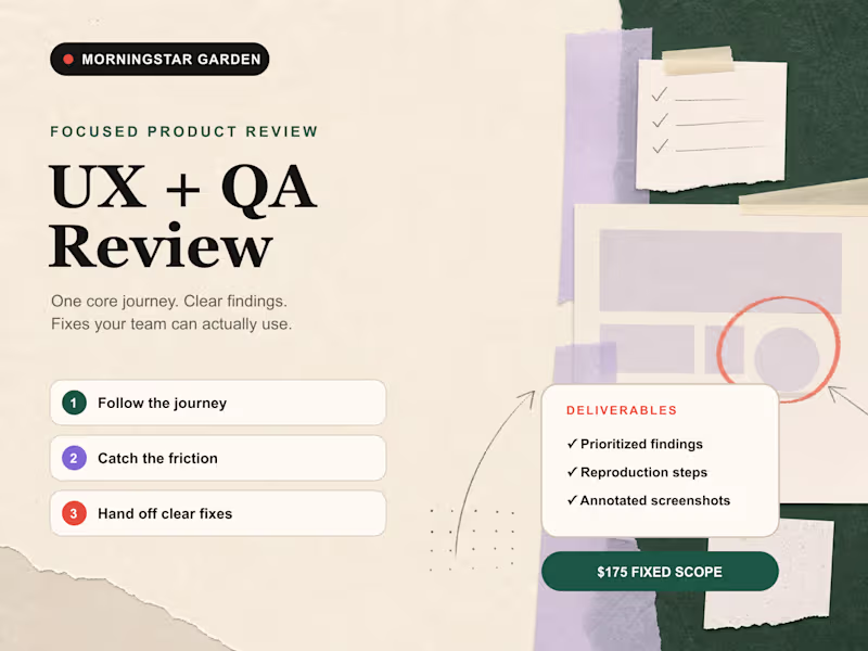 Cover image for UX + QA Review