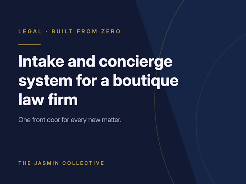 Cover image for Intake and concierge system for a boutique law firm
