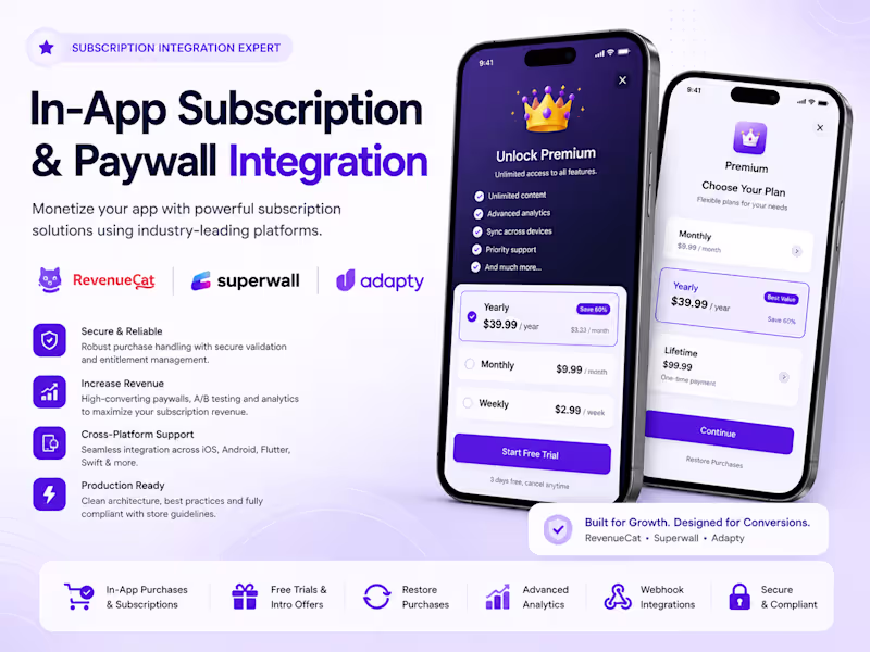 Cover image for Mobile App Subscription Setup & Paywall Integration