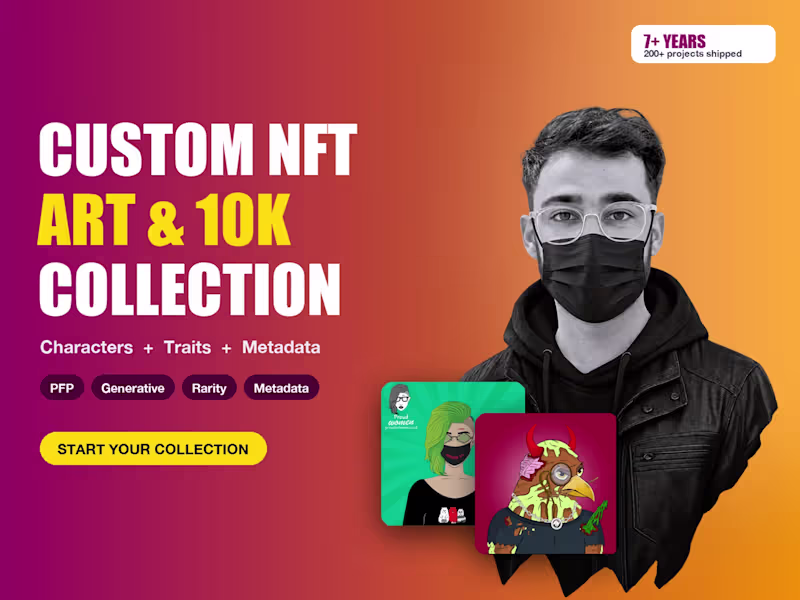 Cover image for Custom NFT Art and 10K NFT Collection with Metadata