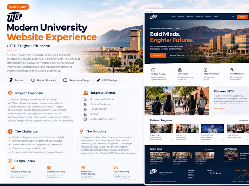 Cover image for Modern University Website Experience | UTEP