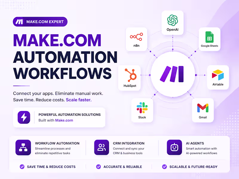 Cover image for You will get make.com (formerly integromat) AI automation Setup