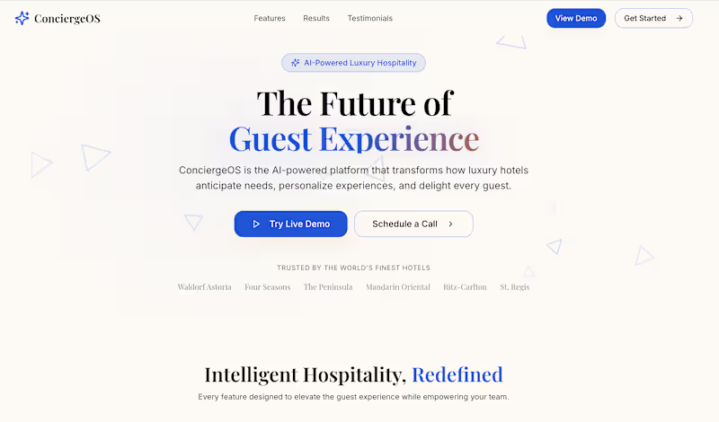 Cover image for ConciergeOS — AI-Powered Hotel Operations
