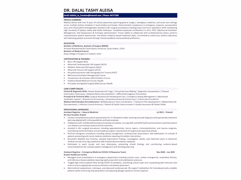 Cover image for I updated a medical doctor’s resume by clarifying clinical r...