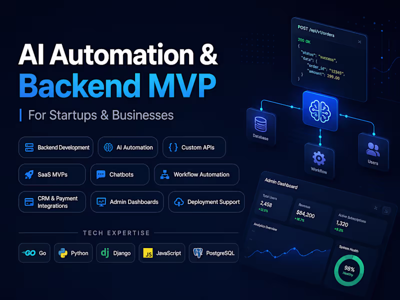 Cover image for AI Automation & Backend MVP for Startups