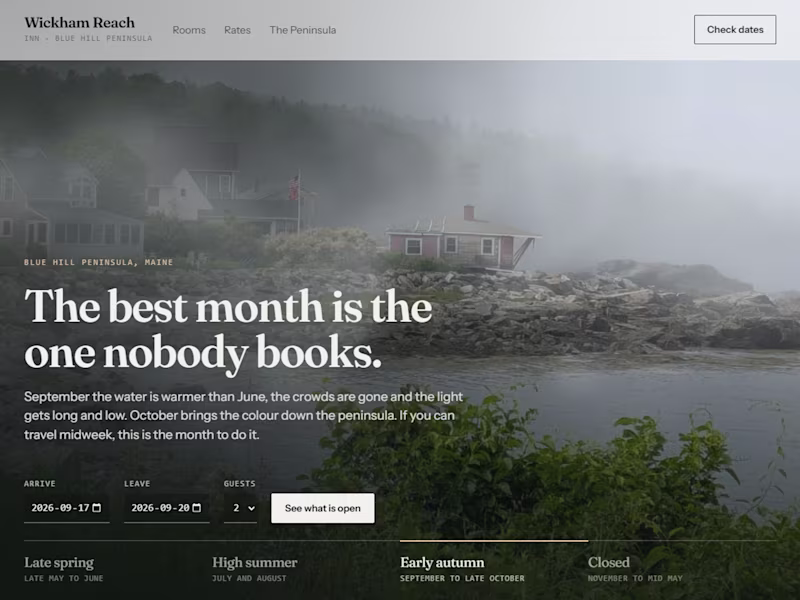 Cover image for Wickham Reach: Hospitality Website Concept
