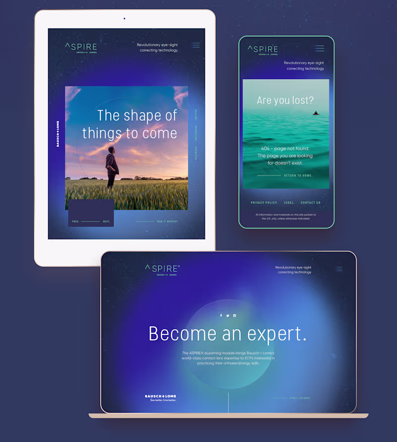 Cover image for Aspire, brand system for Bausch & Lomb's ortho—K lenses brand
