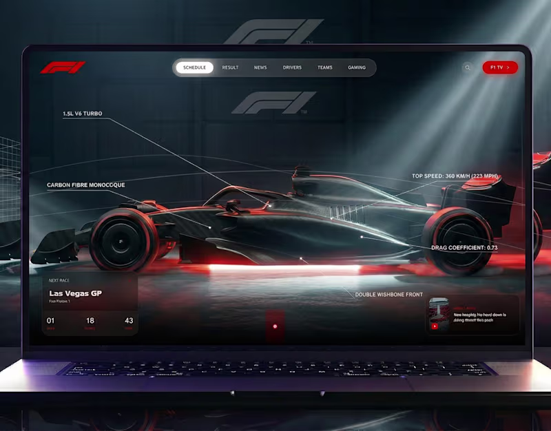 Cover image for Precision Control - F1 Racing Landing Page UI Design