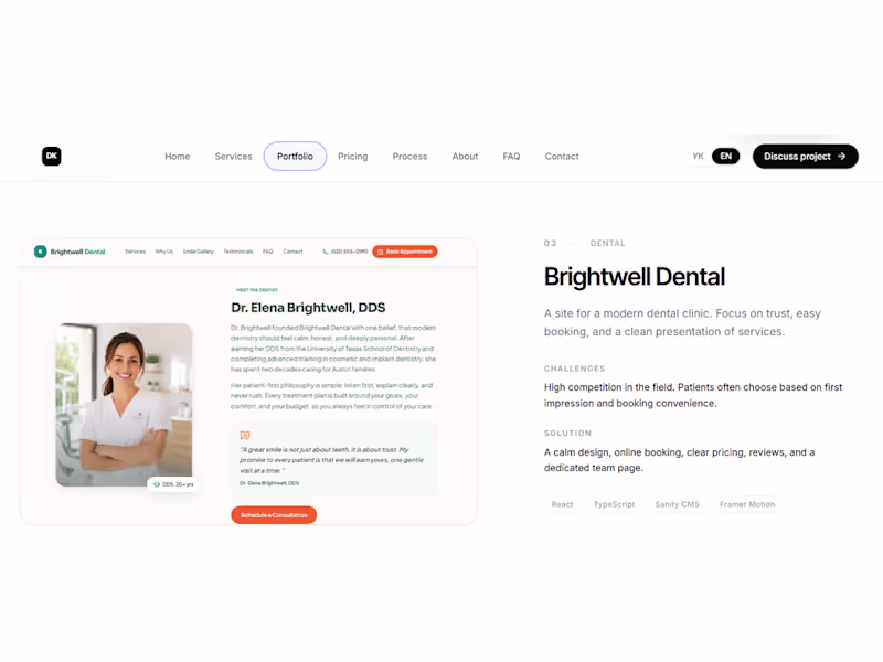 Cover image for Modern Dental Clinic Website