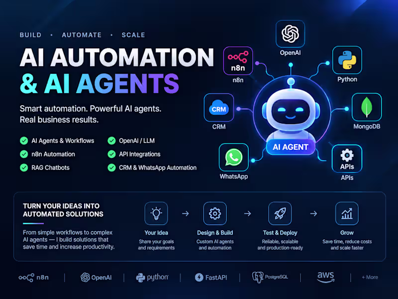 Cover image for AI Engineer | AI Agents, n8n Automation & AI SaaS