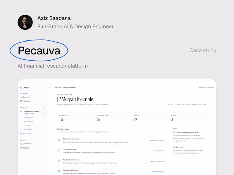 Cover image for Pecauva: AI financial research platform