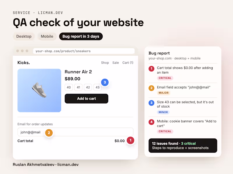 Cover image for QA check of your website or app (starter offer)