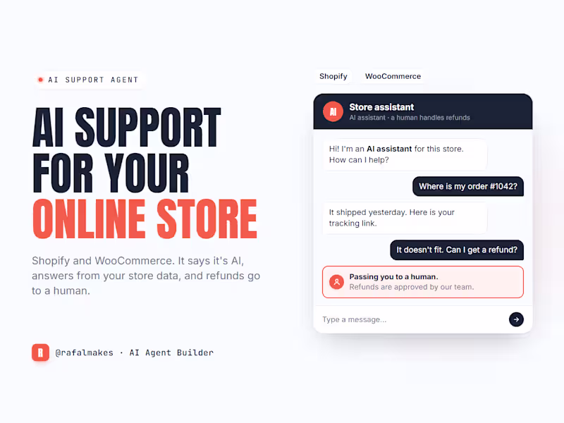 Cover image for AI support agent for Shopify and WooCommerce stores