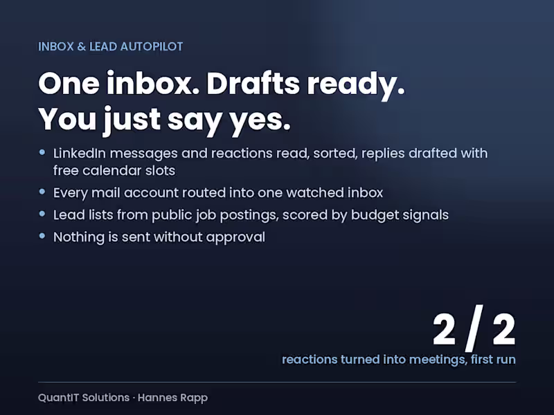 Cover image for Outreach & inbox autopilot: drafts ready, you say yes