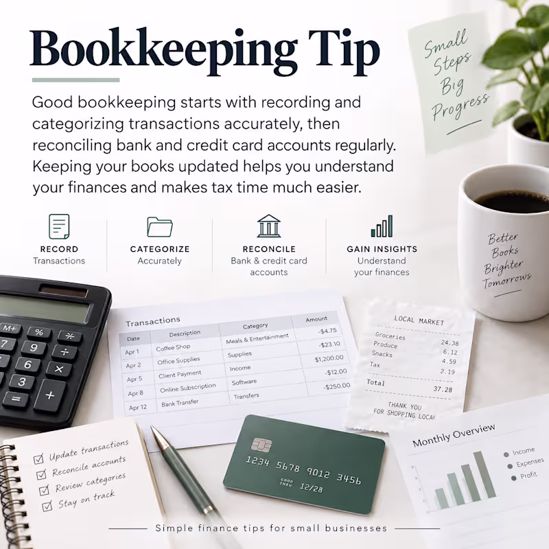 Cover image for Good bookkeeping starts with recording