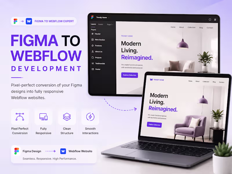 Cover image for Convert Your Figma Design into a Pixel-Perfect Webflow Website