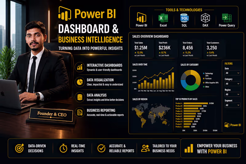 Cover image for Power BI Dashboard & Business Intelligence
