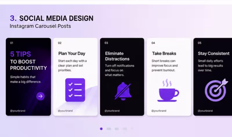Cover image for Productivity Tips Instagram Carousel Series
Description: