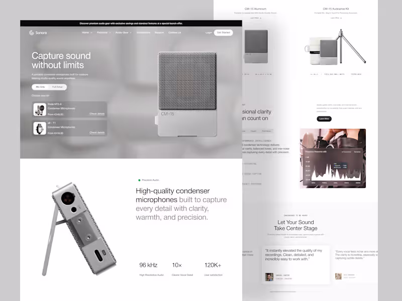 Cover image for Sonora CM-15 Microphone Landing Page Design