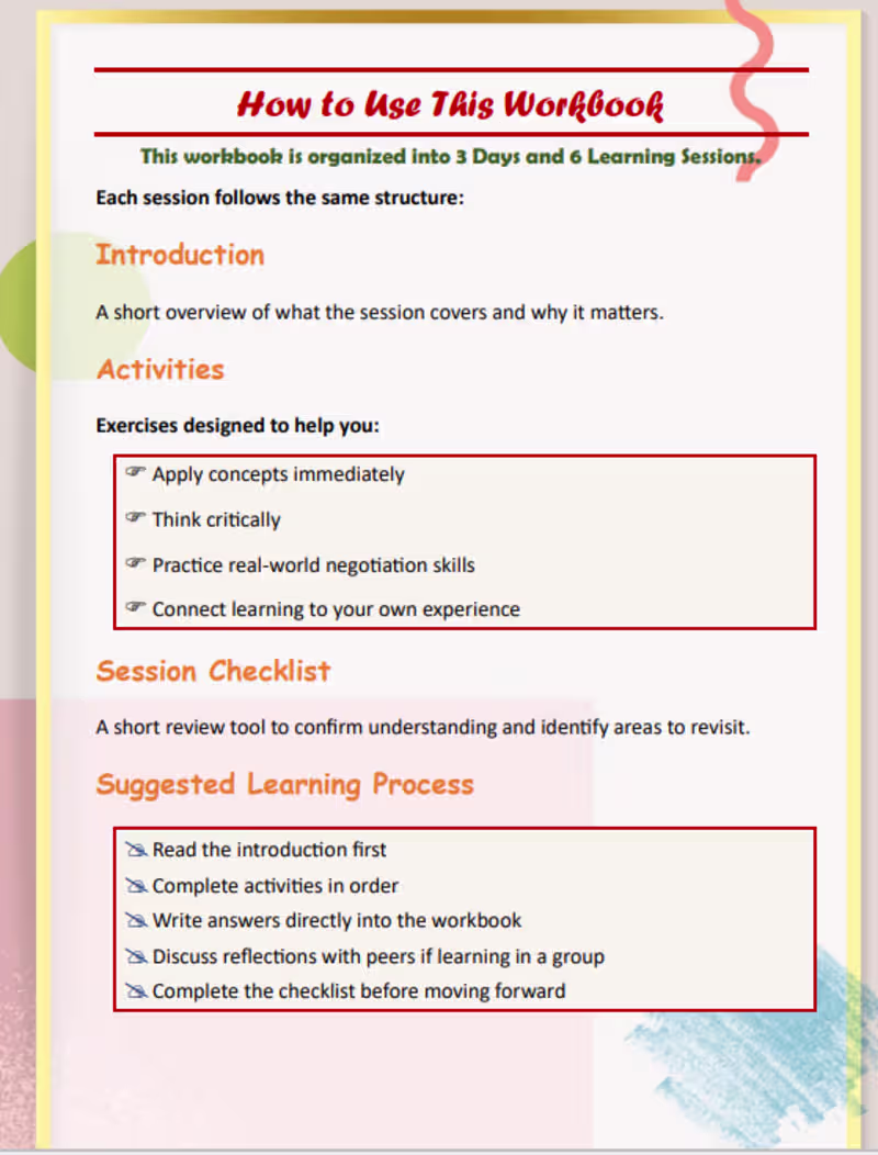 Cover image for A workbook on "Negotiation Skills"