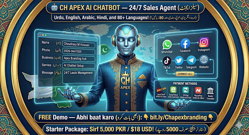 Cover image for I will setup CH APEX AI Chatbot - 24/7 Sales Agent in 80+ Langua
