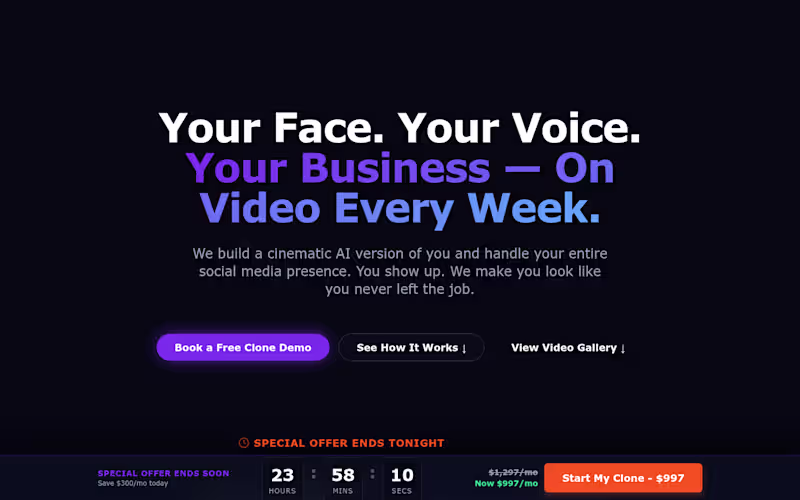 Cover image for AI Clone Video Service — Cinematic Content + Funnel