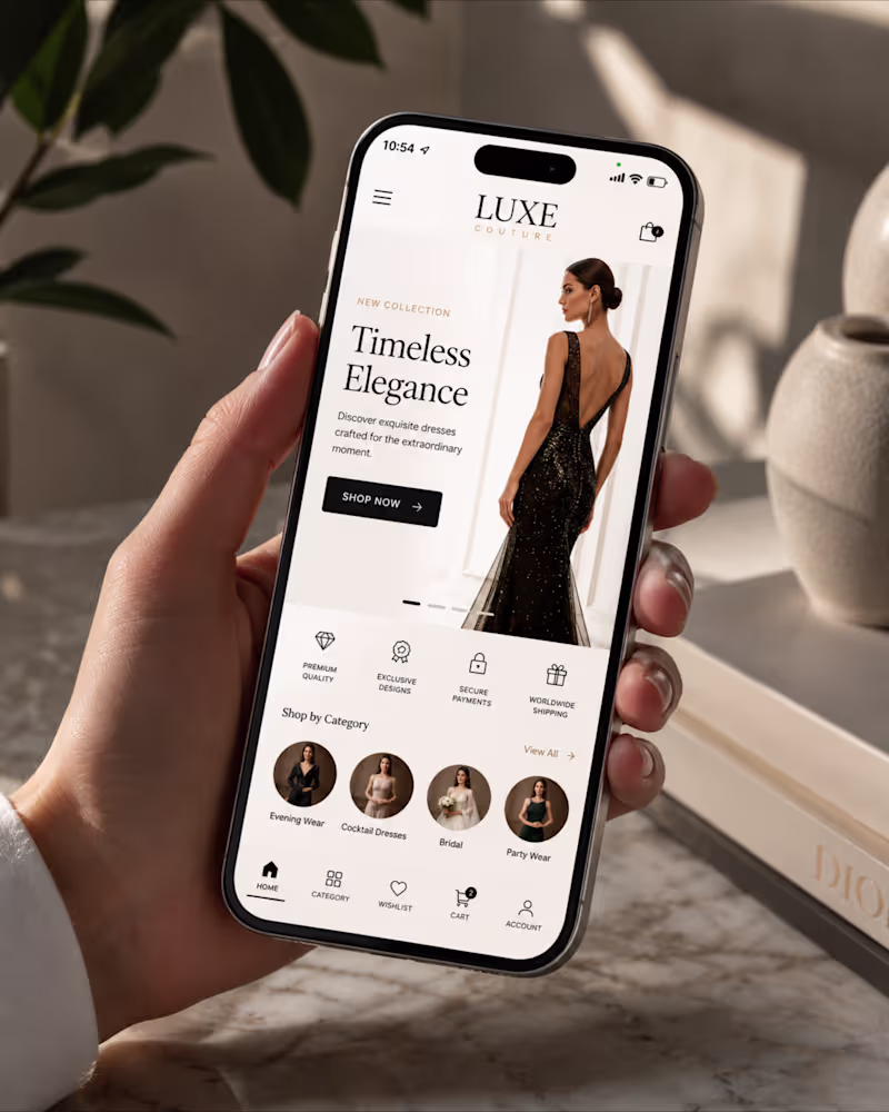 Cover image for Luxe- Luxury dresses Ui design