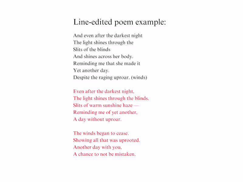 Cover image for Line-edited Poem Example