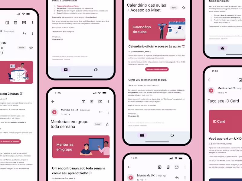 Cover image for Email Marketing Design — Menina de UX (Onboarding Sequence, Kit)