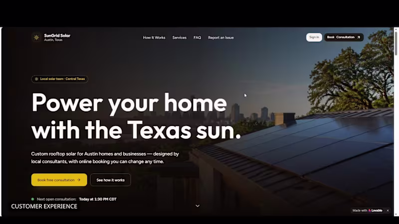 Cover image for SunGrid Solar — Booking & Service Management