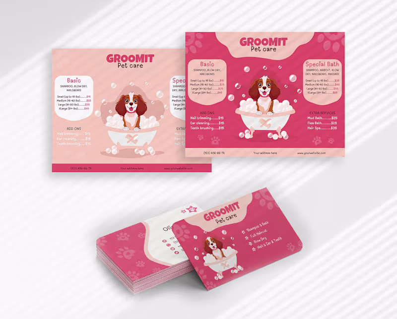 Cover image for Price List & Business Card Design for Pet Grooming Salon