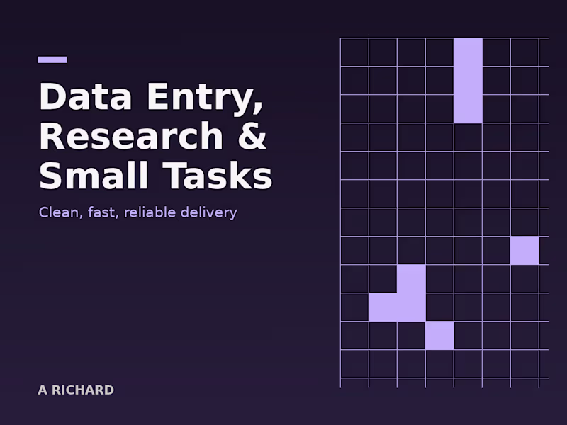 Cover image for Data Entry, Research & Small Tasks