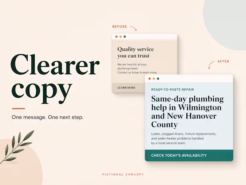 Cover image for Homepage Copy and CTA Repair — Fictional Concept
