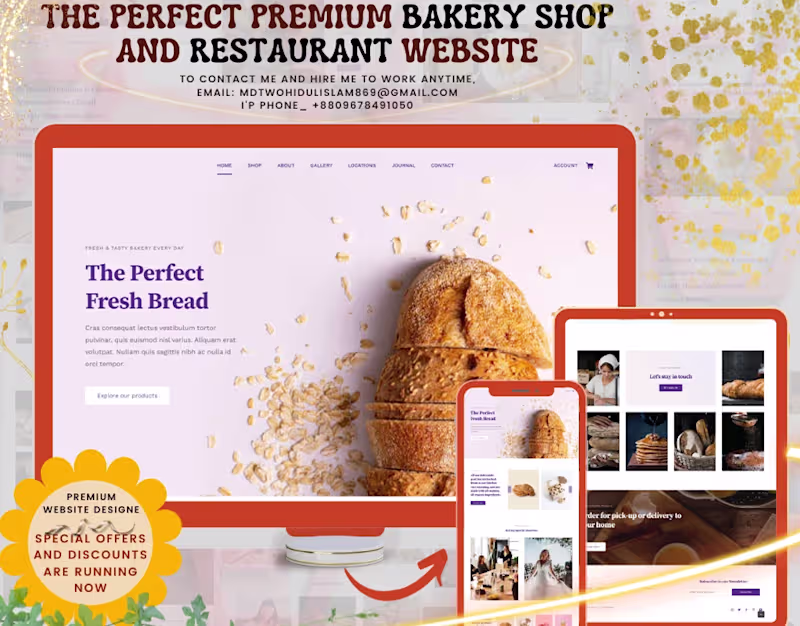 Cover image for The perfect Premium Bakery Shop and Restaurant website