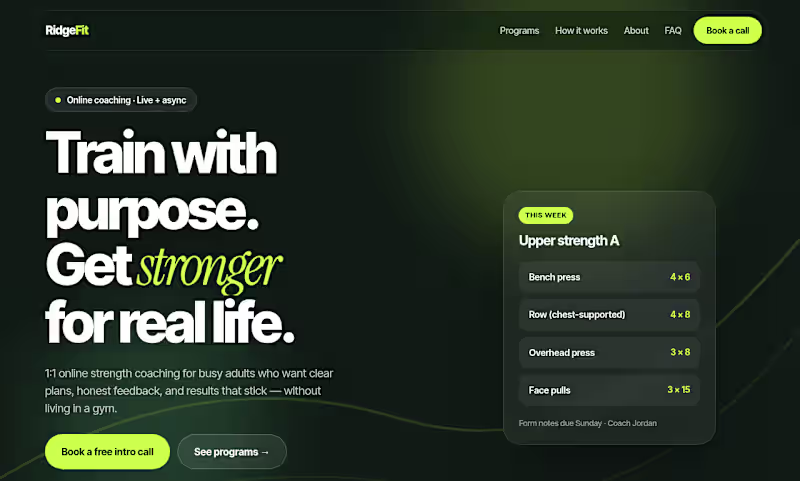 Cover image for Ridge Fit: Online Coaching Website (Concept)