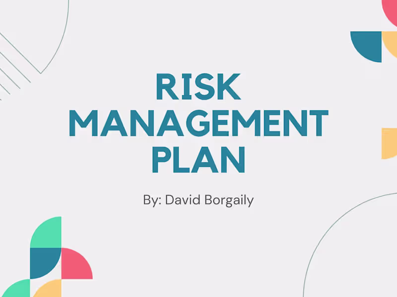 Cover image for Risk Management Plan 