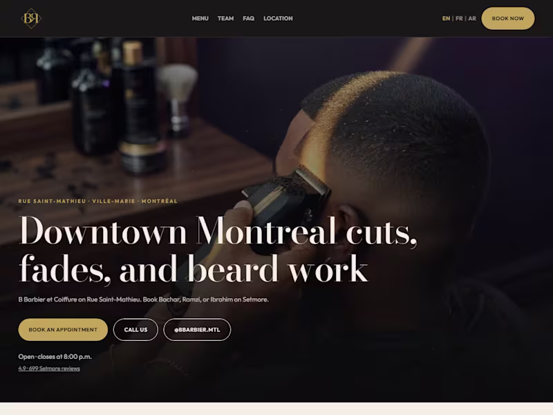 Cover image for B Barbier et Coiffure website, Montréal · Lacoste Designs
