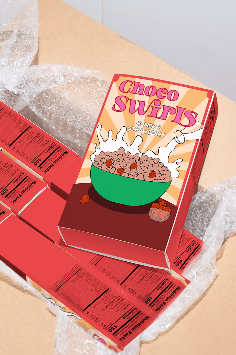 Cover image for choco swirls cereal box packaging :: Behance