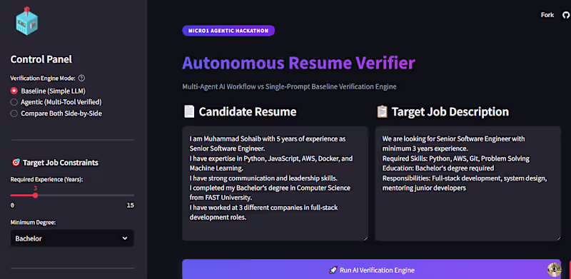 Cover image for Autonomous AI Agent Resume & Portfolio Verifier An autonomou...