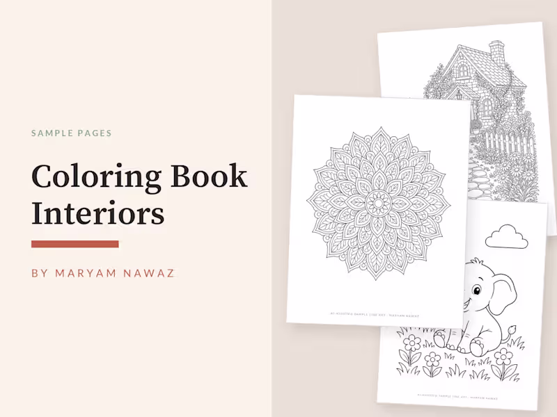 Cover image for Coloring Book Interior Sample Pages:
