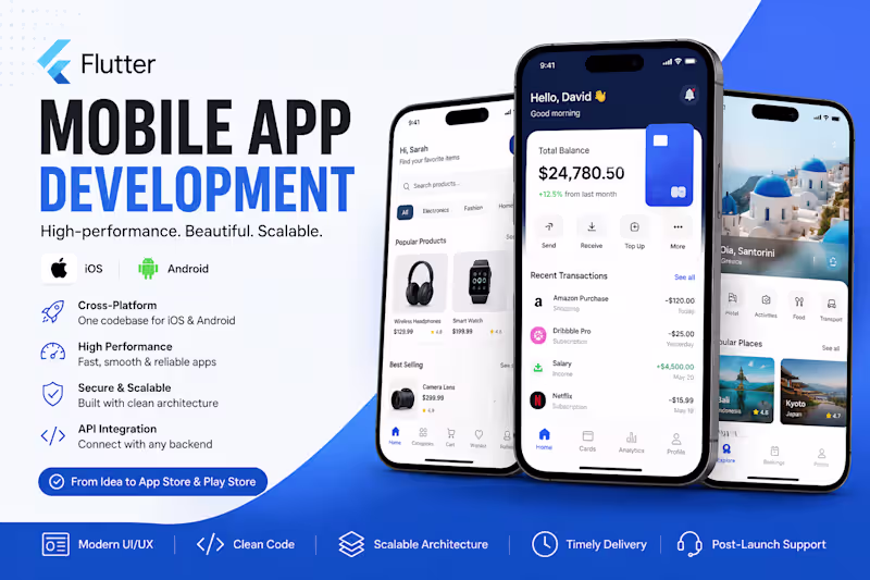 Cover image for Build a high-quality Flutter mobile app for iOS & Android