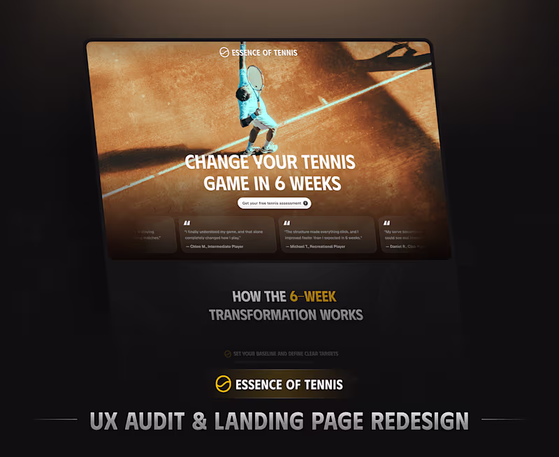 Cover image for Essence of Tennis Landing Page Redesign