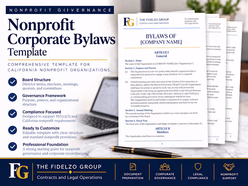 Cover image for Developed a customizable bylaws template