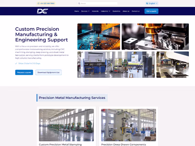 Cover image for Metal Stamping Service Page Design