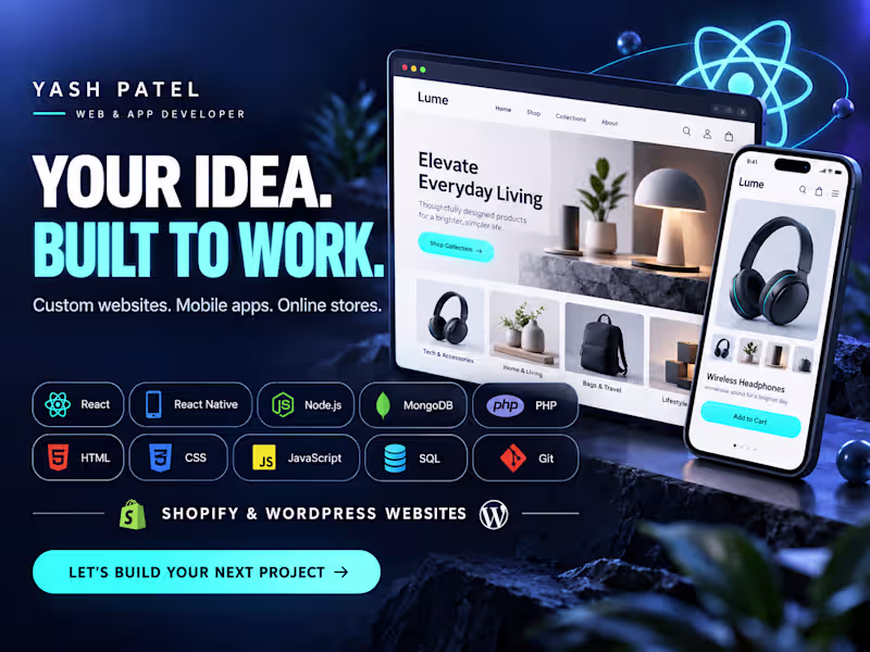 Cover image for Custom Website & Web App Development | React, Shopify & WordPres