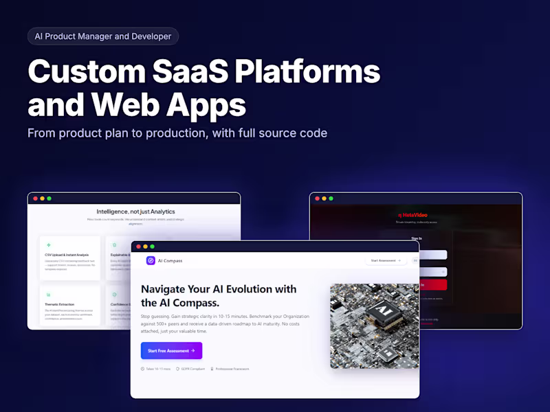 Cover image for Custom SaaS Platform or Web App, Built End to End