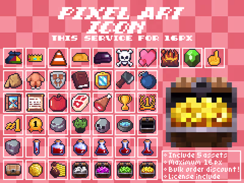 Cover image for High Quality Pixel Art Icon Set
